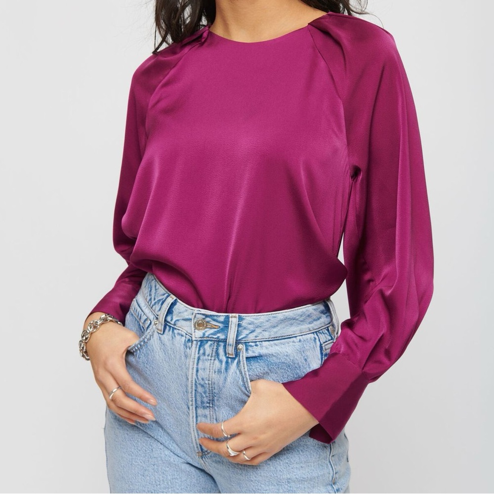 Dynamite Romy Open-Back Silky Blouse